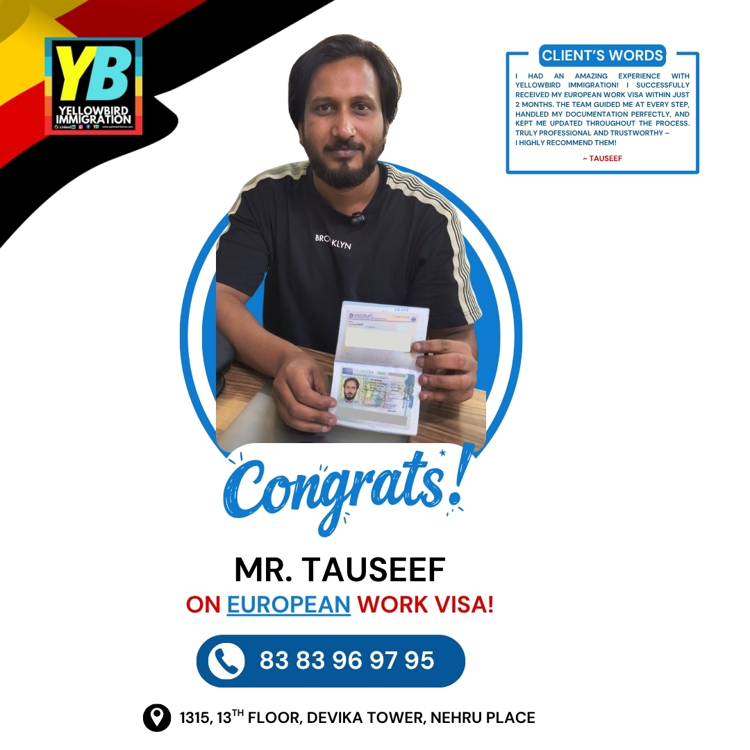 yellowbirdvisas's tweet image. #congratulations Mr. Tauseef | European Wrok Visa | CALL 8383969795 TO BE THE NEXT ONE!
.
#european #yellowbirdimmigration #visasuccess #workabroad #studyabroad #workpermit #immigration #visaservices #visaconsultants