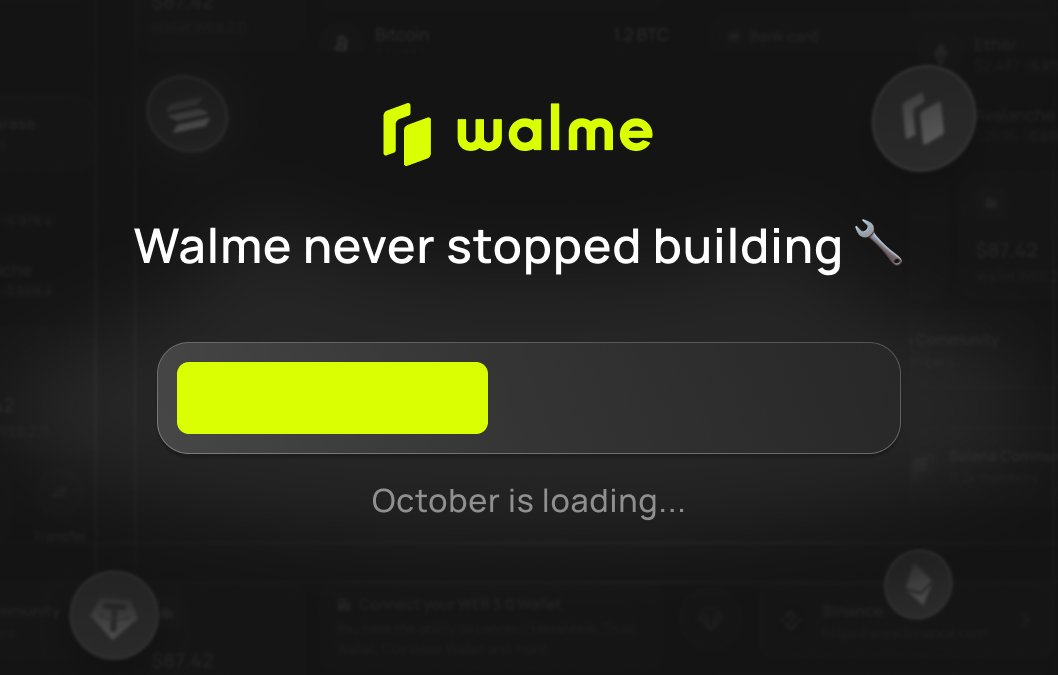 Walme (@walme_io) on Twitter photo It’s been a while 👀 Missed us?
Development never stopped - and October will be BIG for Walme.
🎮 Games 
📊 Analytics 
🃏 More surprises
Stay tuned 🚀 #BUIDL #Web3 It’s been a while 👀 Missed us?
Development never stopped - and October will be BIG for Walme.
🎮 Games 
📊 Analytics 
🃏 More surprises
Stay tuned 🚀 #BUIDL #Web3