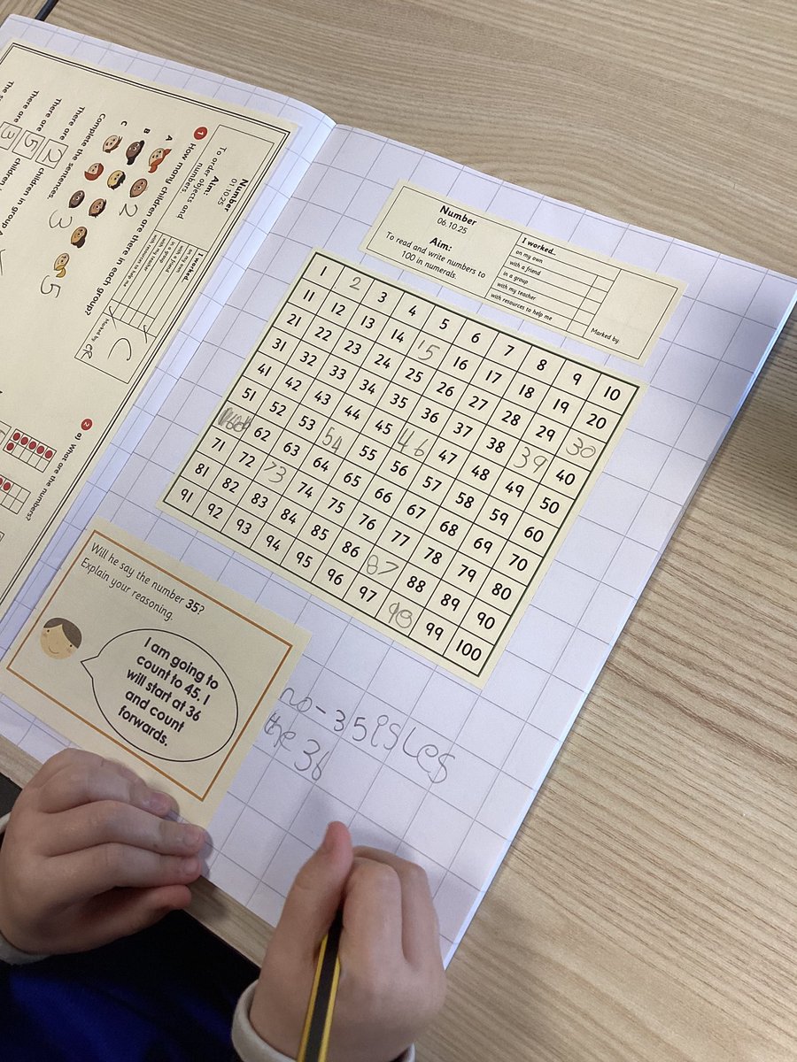 StCuthbertsPri's tweet image. Year 1 have been applying their reasoning abilities in maths today whilst using our hundred square! We explained our answers in short sentences. ✅💬 #StCuthbertsMaths