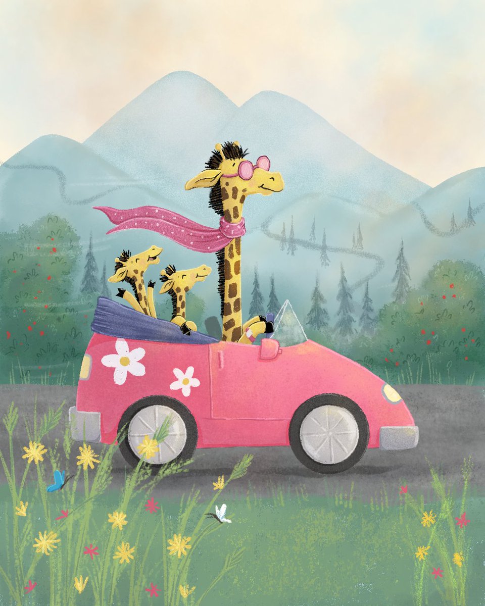 This giraffe family by Deb Johnson @debjohnsonart is out for a nice drive! 🦒

Check out this artist's #portfolio 👉 childrensillustrators.com/debjohnsonillu…

#childrensillustrators #childrensbooks #kidlitart