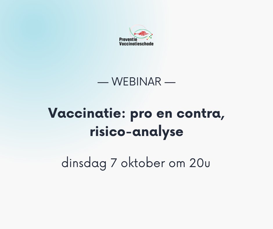 VaxPrev's tweet image. Ben jij benieuwd naar de verschillende kanten van vaccinatie? Wil je meer inzicht krijgen in de risico’s en voordelen? Schrijf je dan in voor ons webinar: Vaccinatie: pro en contra — risico-analyse.

Wil je erbij zijn?
👉 Meld je gratis aan via: vaccinatieschade.be/evenementen