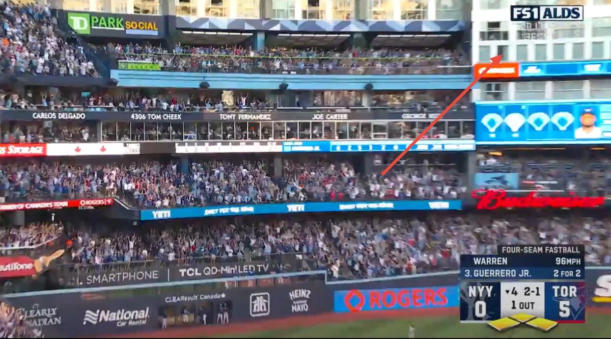 Imagine blowing her back out while Vladdy hit that grand slam. Only baseball could bring you that.