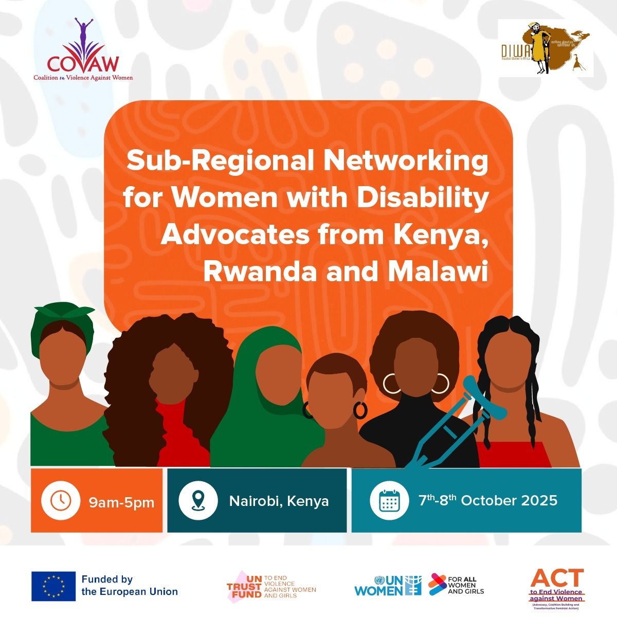 Breaking Barriers. Building Power.

Women with disabilities across Kenya, Rwanda, and Malawi are coming together in Nairobi, Kenya, for a Sub-Regional Networking Forum to strengthen collective advocacy against violence and discrimination.

This two-day convening will amplify