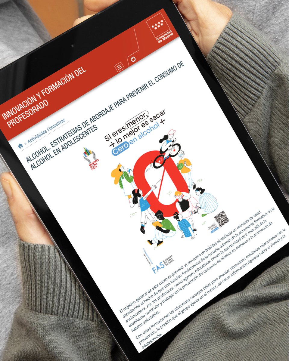 📚✅La escuela no solo enseña, también educa para la vida. 

Este curso ayuda a los docentes a prevenir el consumo de alcohol en menores, ofreciendo herramientas prácticas 🚫🍷.

¡Plazo de inscripción abierto hasta el 9 de noviembre! <a href="/ComunidadMadrid/">Comunidad de Madrid</a>
