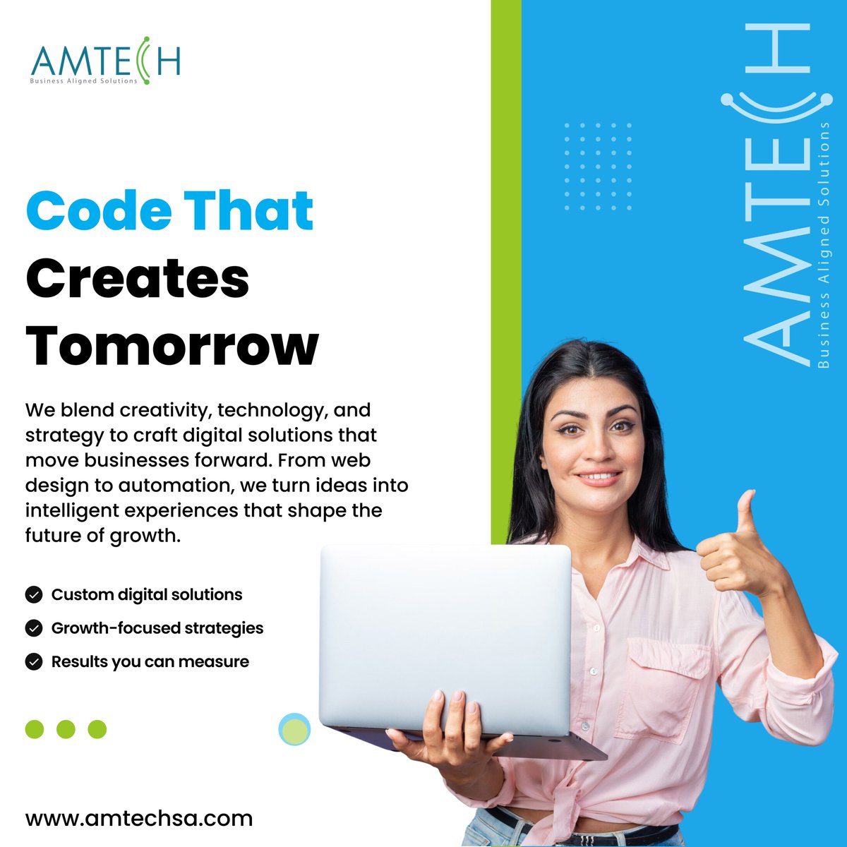 AmtechITS's tweet image. At AMTECH, we blend creativity, technology, and strategy to build digital solutions that drive business growth.
Let’s shape the future together. 
#DigitalSolutions #TechInnovation #AMTECH #BusinessGrowth