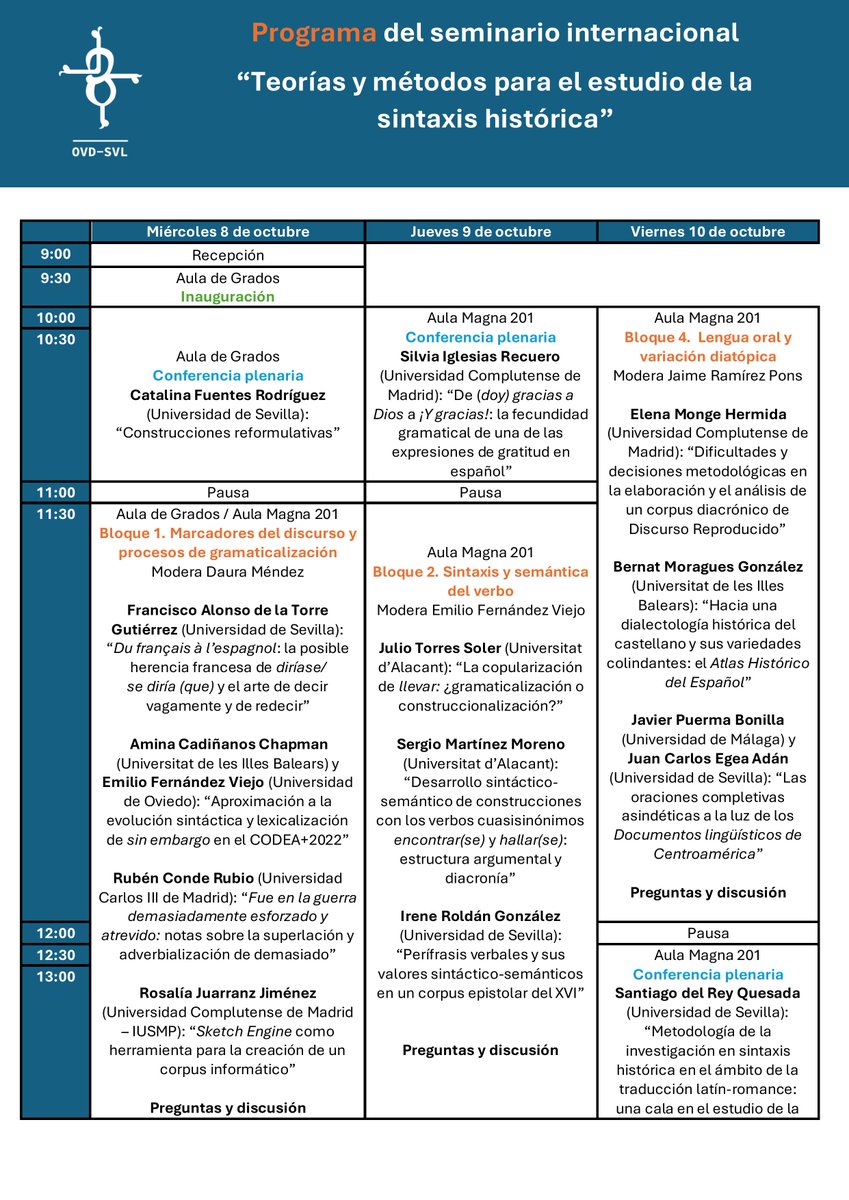 Historia152's tweet photo. Hoy, jueves 9, dentro del Seminario Internacional "Teorías y métodos para el estudio de la sintaxis histórica", nuestra compañera Irene Roldán imparte una comunicación a las 12:15h en el Aula Magna de @FFilologiaUS.
Toda la información está disponible en:
https://t.co/rPW9afXfMO https://t.co/MW74buvVQm