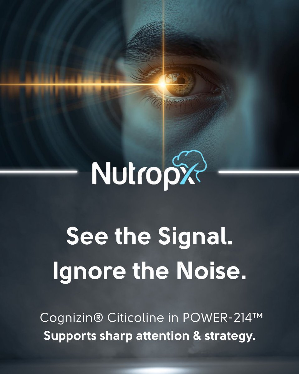 nutropx's tweet photo. To see the opportunity everyone else misses, you need to be able to focus on the signal, not the noise. Support your ability to maintain sharp attention with Cognizin® Citicoline in POWER-214. #SignalVsNoise #Strategy https://t.co/uxOBkqg0W9