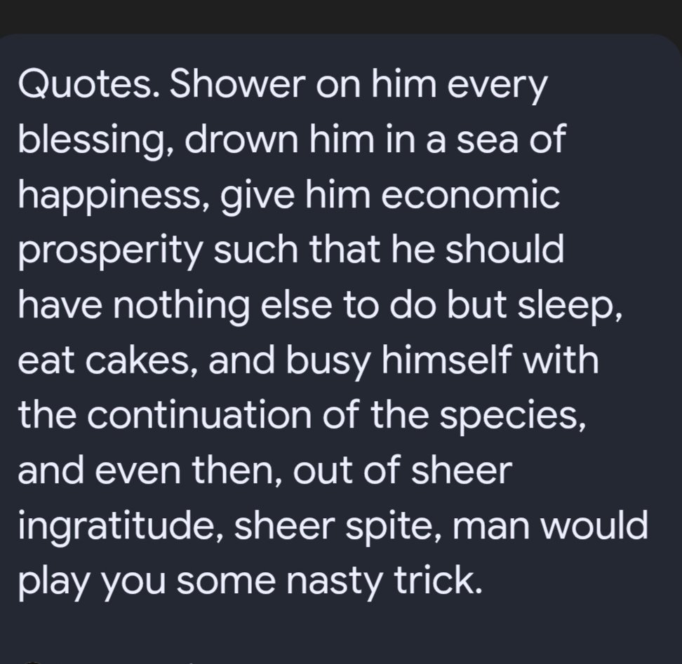 JMankinde's tweet image. she&apos;s not bad or evil or anything. 

she&apos;s just human like you and me, she has freewill 

most people do this in some way in real life 

doestoyevsky spoke about this 
&apos;man is the eternally ungrateful biped&apos; 

it&apos;s just human nature bro