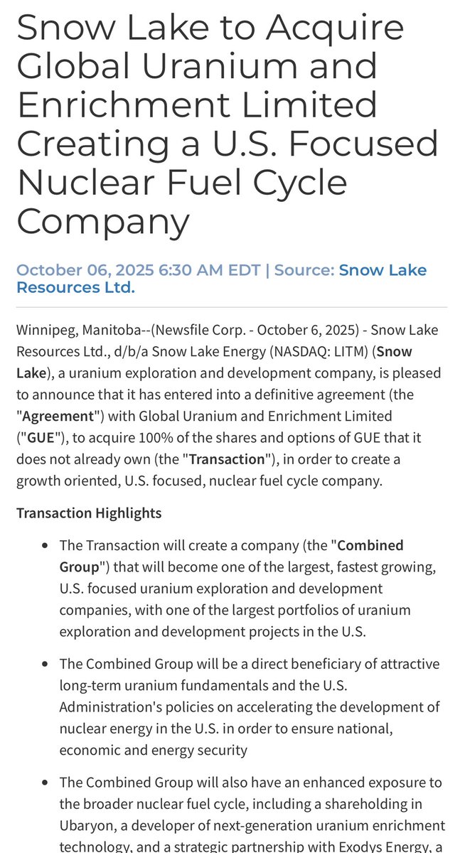 TickerFlow's tweet image. $LITM setting themselves up for a WHITE HOUSE DEAL???

Big news that “aligns” with US policies the PR says.

Interesting.

Uranium names have been…HOT $ccj $uuuu $nne $oklo $urnm