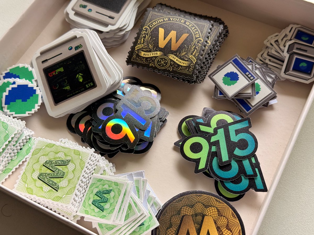 Made a bunch of stickers for Groww, 915 and W