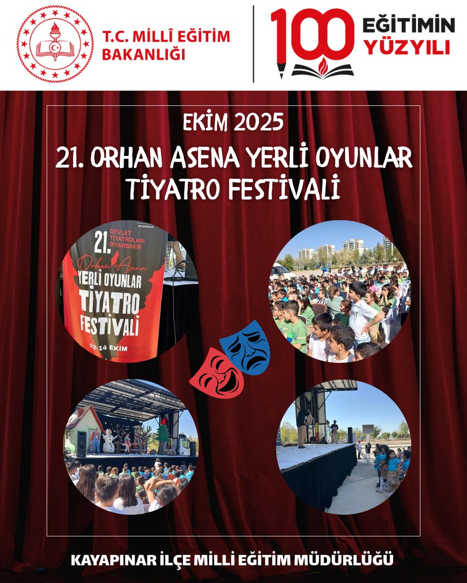 kayapinarmem's tweet photo. 🎭 Minik Yürekler Tiyatronun Büyüsünü Yaşıyor 🌟

📌 Devlet Tiyatroları Diyarbakır Sahnesi tarafından düzenlenen 21. Orhan Asena Yerli Oyunlar Tiyatro Festivali kapsamında, Sivas Devlet Tiyatrosu tarafından sahnelenen “POFU” adlı çocuk oyunu öğrencilerimizle buluştu.

📌 Çocuklarımız, tiyatronun renkli ve öğretici dünyasında hem eğleniyor hem de sanata dair yeni deneyimler kazanıyor.

📌   2 gün sürecek festivalin her seansına 300 öğrencimiz katılım sağlıyor.

@sadoglu_salih @TheKaymakam @Kayahansubasi