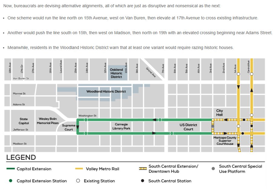 azfec's tweet image. 🚨 ALERT: At a cost of $350 MILLION PER MILE, the Capitol Light Rail Extension is a more than half-billion-dollar boondoggle in search of riders, that will destroy properties, inconvenience drivers, and suck the pocketbooks of taxpayers dry.
The Legislature should come back and…
