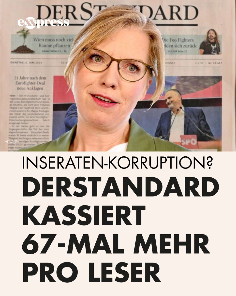 Inseraten-Korruption? DerStandard kassiert 67-mal mehr pro Leser!
Neue exxpress-Recherchen zeigen: Ausgerechnet Medien, die am lautesten über „Inseraten-Korruption“ klagen, profitieren selbst am stärksten. DerStandard erhielt pro Leser rund 67-mal mehr Werbegeld als der exxpress