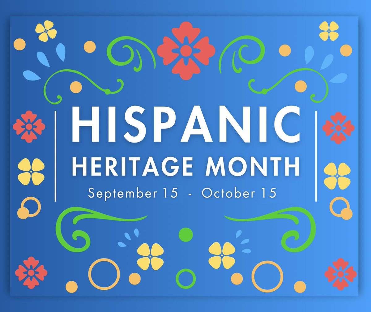 From 9/15 to 10/15, we observe National Hispanic Heritage Month, a time to honor the rich histories, cultures, and contributions of Hispanic and Latino communities.

Join us in recognizing and appreciating the stories, voices, and legacies that strengthen our communities daily.