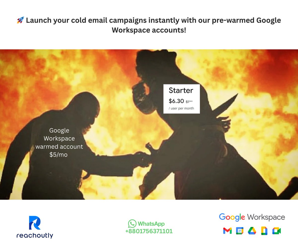 ShihabShairaj's tweet photo. 🚀 Launch your #cold_email #campaigns #instantly with our #pre_warmed #Google_Workspace accounts!
No setup hassle, no #warmup wait — just plug, send, and scale with confidence.
✅ Clean domain
✅ Full DNS setup
✅ High inbox rate
#BusinessGrowth #Reachoutly #B2B https://t.co/MM7PPeqxOv