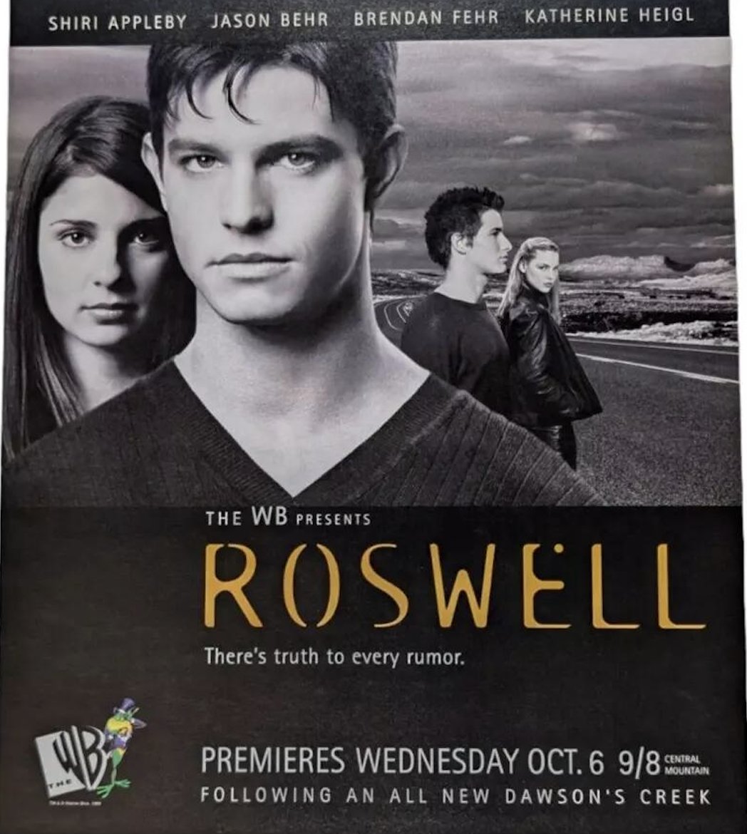 TVTango's tweet photo. 📺Today TV History: ROSWELL #Roswell Premiered 1999 The WB Starring @ShiriAppleby #JasonBehr @KatieHeigl @unrealfehr @MajandraD @ColinHanks @Nick_Wechsler @Wm_Sadler @emiliederavin About https://t.co/chwDQ65nRl https://t.co/DtkCJrlpXF