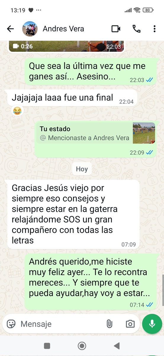 Jess19036282's tweet image. Recibir este mensaje del campeón de Casba me pone muy feliz,son de esas medallas q te colgas en el alma ...