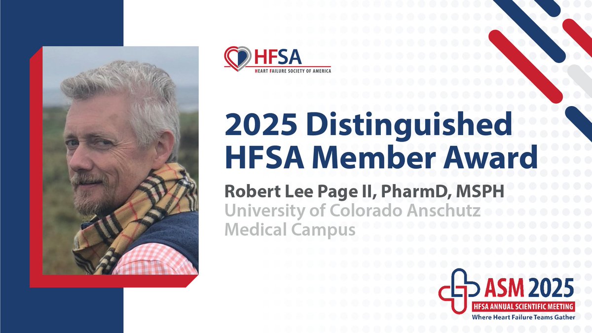 👏🎖️ Congratulations go out to Dr. Robert Lee Page II, MSPH of <a href="/CUAnschutz/">University of Colorado Anschutz</a> for being named this year's Distinguished HFSA Member Award winner for his involvement with HFSA!

Learn more 👉 hfsa.org/distinguished-…