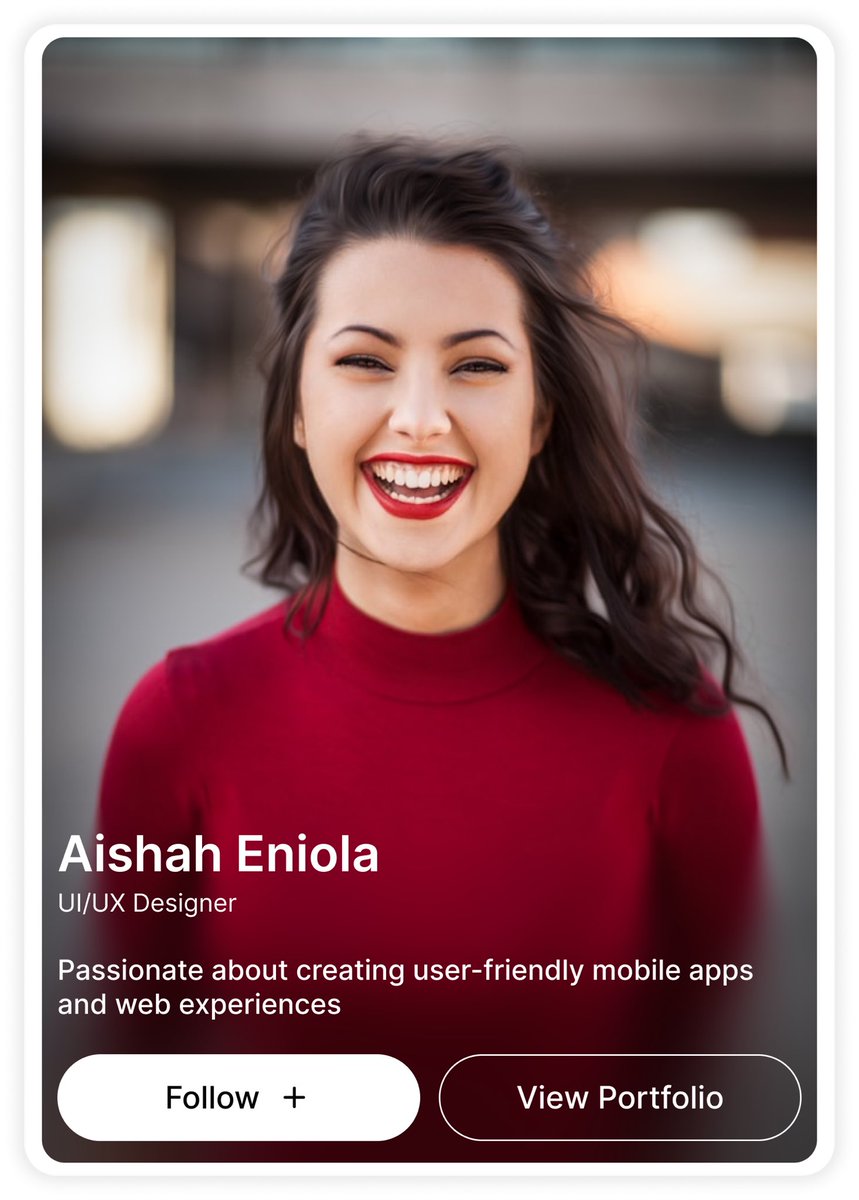 UIUXwithAish's tweet photo. Day 4: Profile card
A Profile Card helps users quickly recognize who someone is and what they do, think of it as your mini digital identity.
Both versions tell the same story differently 
Would you go for the minimal white layout or the vibrant overlay version?
#UIDesignTips https://t.co/PPxTljoGhy