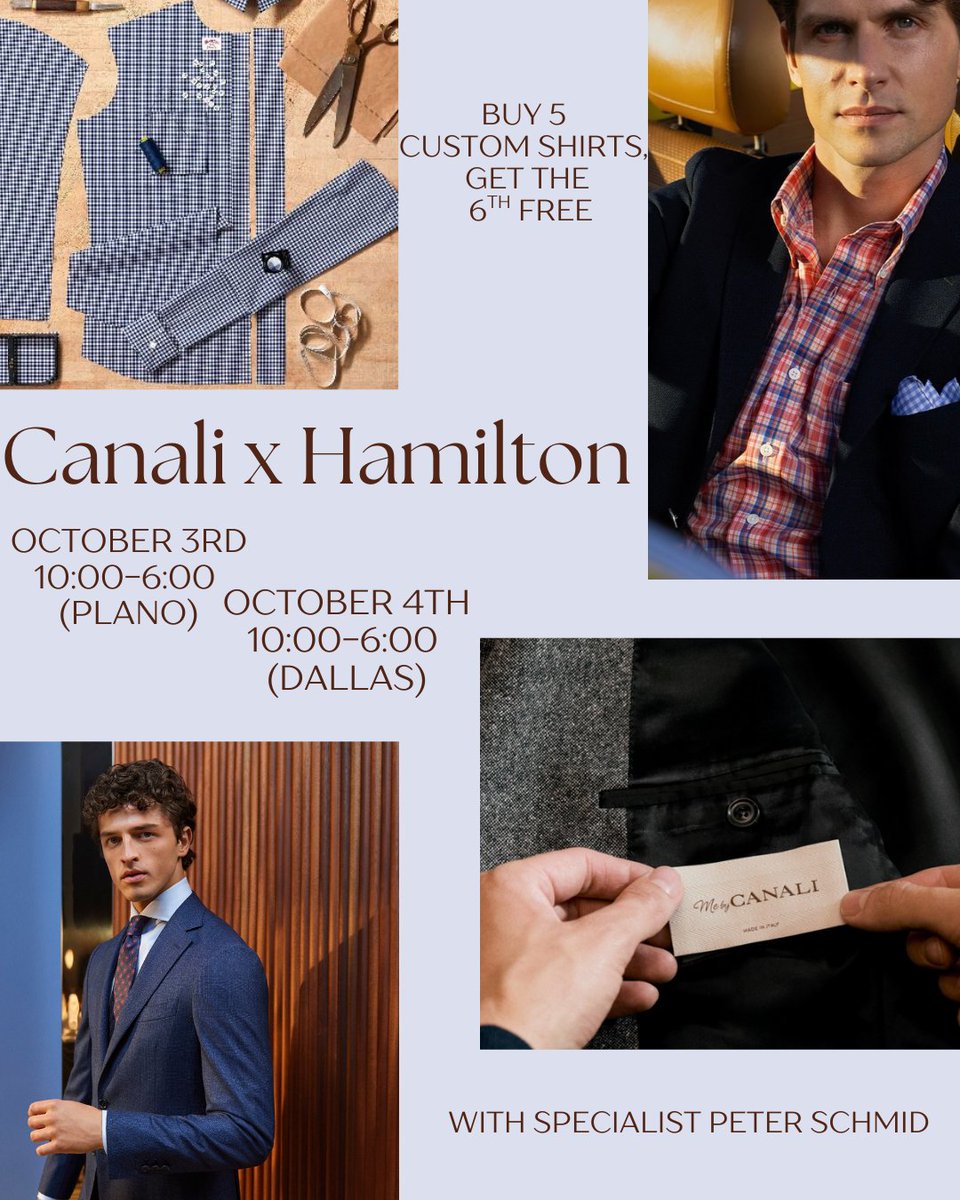 PocketsEst1974's tweet photo. An Exclusive Trunk Show: Canali x Hamilton
 (This Weekend)! https://t.co/5vTSIqaINH