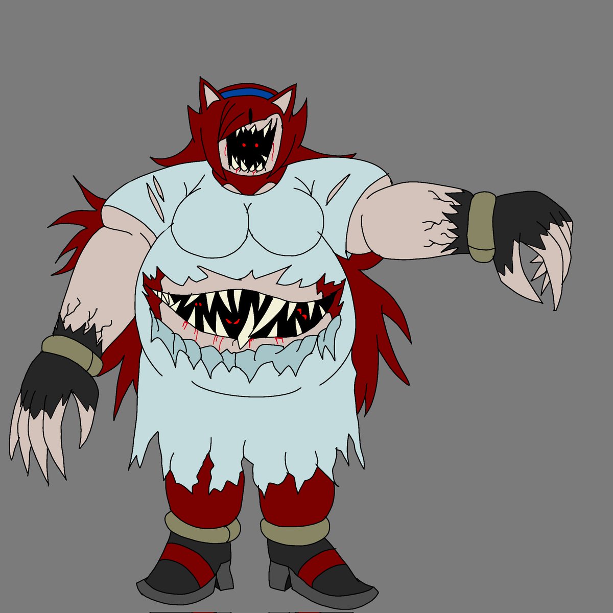 Skynium
It is the product of an experiment to kill Sonic by Eggman, but it failed and created a mutated and wild hedgehog.
Due to Sonic's carelessness, he was finished off and she tore him apart and ate him. She likes to play with her prey and destroy them
#exeoc