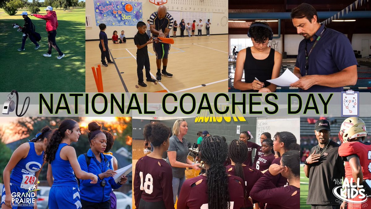 GPISD ATHLETICS (@gpisdathletics) on Twitter photo Happy National Coaches Day! Grand Prairie ISD appreciates our incredible coaches who are changing lives, mentors, role models, and inspiring our students every day to be great. Thank you for making a difference in GPISD.  
#GpisdSports  #GPISDNationalCoachesDay Happy National Coaches Day! Grand Prairie ISD appreciates our incredible coaches who are changing lives, mentors, role models, and inspiring our students every day to be great. Thank you for making a difference in GPISD.  
#GpisdSports  #GPISDNationalCoachesDay