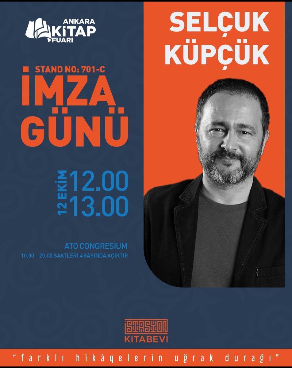 12 Ekim Pazar. Ankara Kitap Fuarı'ndayım.