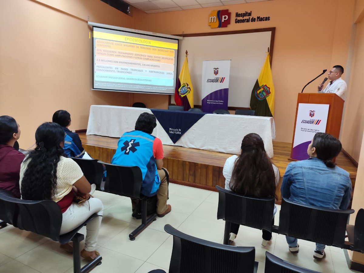 HGeneralMacas's tweet photo. #MoronaSantiago | En el @HGeneralMacas se desarrolló un taller sobre “Accidente Ofídico”, dirigido al personal de los distritos de salud de la provincia, donde se abordaron temas como:
✅ Síntomas
✅ Riesgos
✅ Diagnóstico
✅ Manifestaciones
✅ Manejo de pacientes
#ElNuevoEcuador https://t.co/t2YjUwD4K4