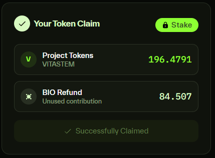 TuruCoding's tweet image. For my $200 2 year stake i made this much recently 👇🏻

$196 from $Vitastem
$114 from $DICK

This feels like weekly salary to me. Always consistenly making $200-500 

Thanks @BioProtocol 
#Desci $BIO $DICK $VITASTEM $aubrai $Biome