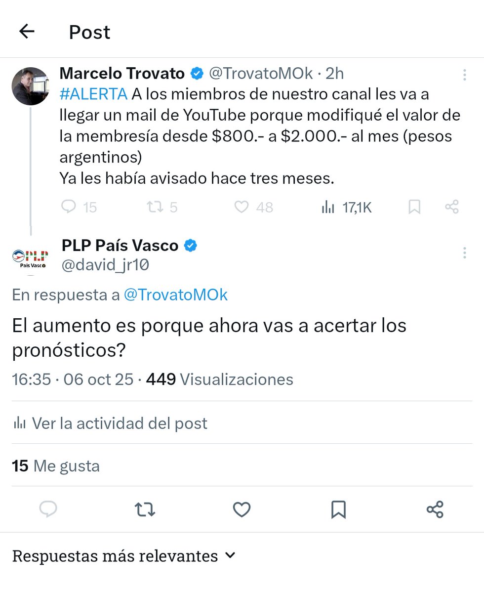 Me bloqueó Trovato por decir una verdad. No se hace cargo que es igual que Boggiano. Todo es dolor....