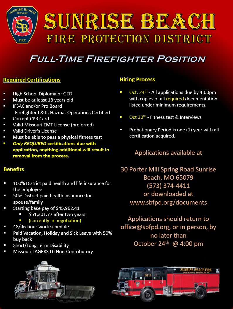 SBFPD's tweet image. We have extended our hiring process to October 24th!