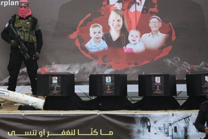 Greta Thunberg claims she and her fellow travelers were kidnapped by Israel. Pictured Left is her leaving Israel. Pictured Right is how the Bibas children, actual kidnap victims, left Gaza. 

The audacity.