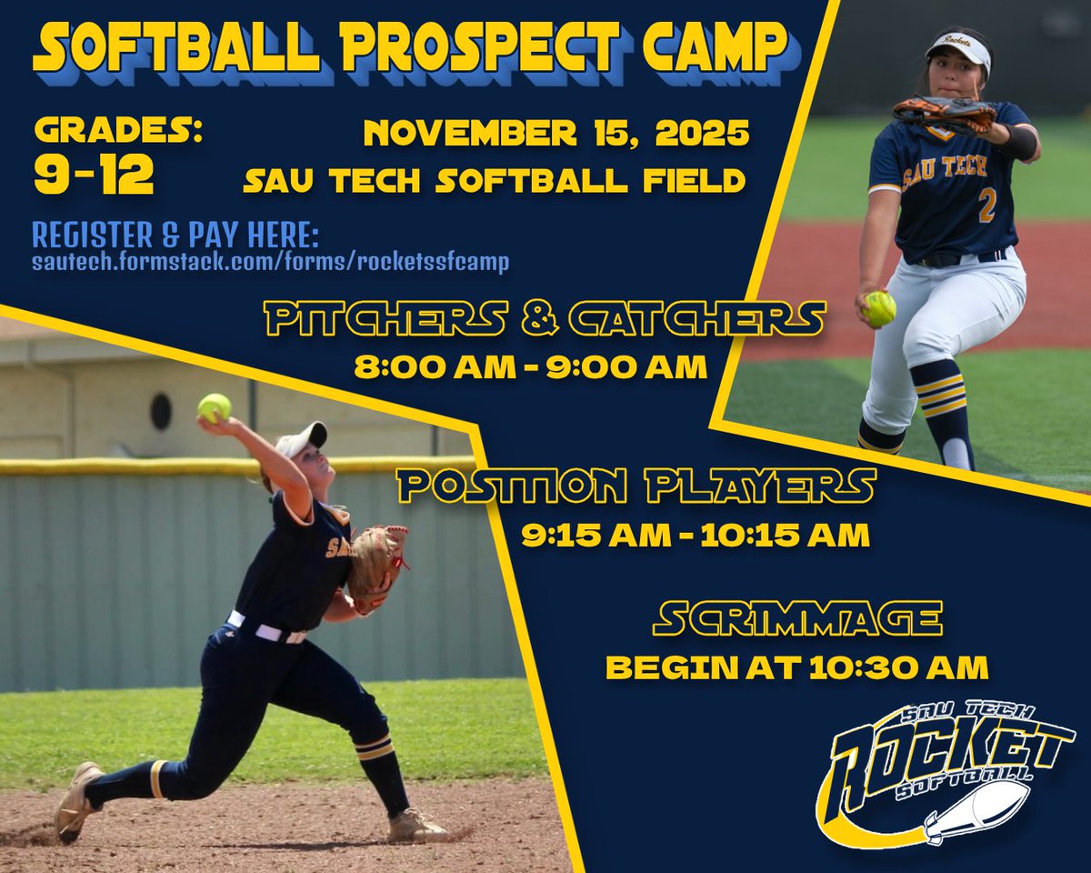The Lady Rocket softball camp has been rescheduled to November 15th!

sautech.formstack.com/forms/rocketss…