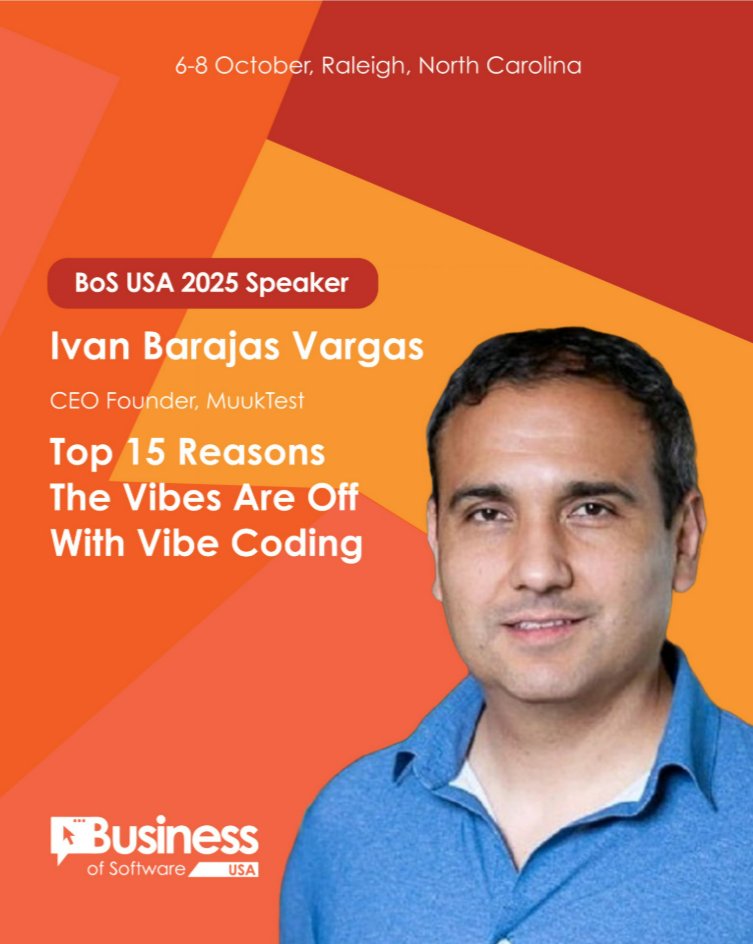 AI-assisted coding promised speed… but it’s also bringing bugs, burnout &amp; tech debt.🧑‍💻

Tomorrow at #BoSUSA2025, our CEO, <a href="/ibarajasvargas/">Ivan Barajas Vargas</a>, will unpack why the vibes are off with #AI coding and how teams can get them back on track. 

Join us in Raleigh: businessofsoftware.org/events/bos-usa…