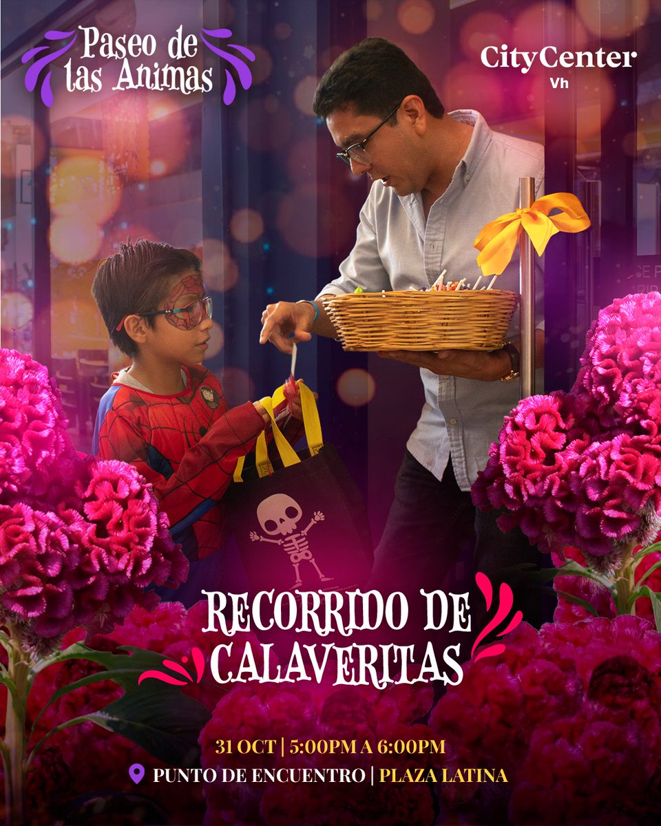 ¡Dulce o travesura en Plaza City Center Vh!
Este 31 de octubre vive con nosotros la magia del Recorrido de Calaveritas: un momento lleno de tradición, dulces y diversión para toda la familia✨