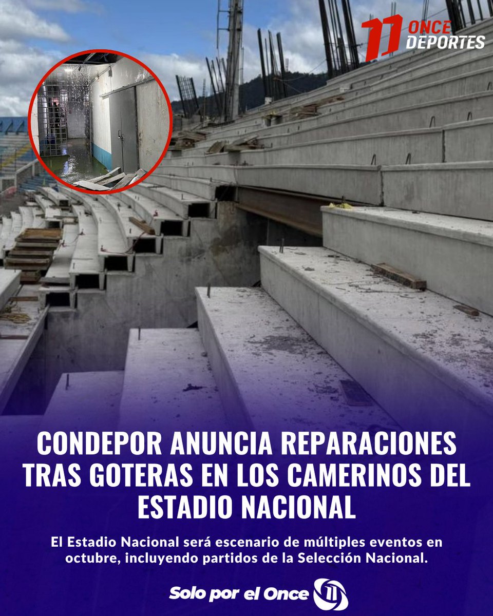 11_Noticias's tweet photo. #DEPORTES⚽ | Condepor toma acción tras las goteras en los camerinos del Estadio Nacional Chelato Uclés.🏟️ El recinto será utilizado por la Selección de Honduras en un partido eliminatorio rumbo al Mundial.🇭🇳
Mirá los detalles aquí 👉🏻 https://t.co/5DCJLfRqWh
#Condepor #EstadioNacional #Tegucigalpa #LigaNacional