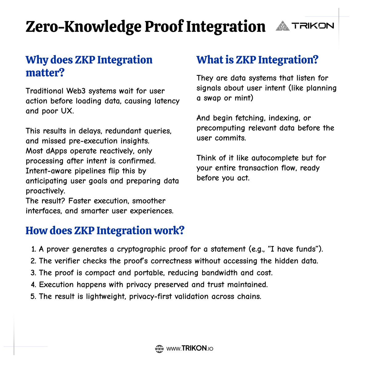 Zero-Knowledge Proof Integration → Privacy meets speed.

✅ Validates data without revealing it
✅ Lightweight, cross-chain proof verification
✅ Faster, intent-aware execution with privacy preserved

Think of it as “invisible security”, trust, speed, and privacy built into