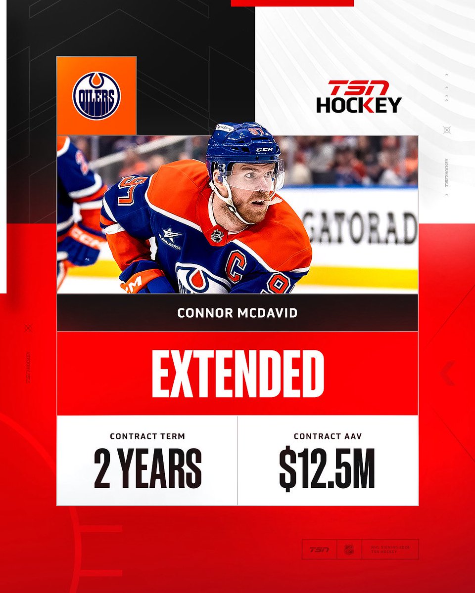 TSN_Sports's tweet photo. Connor McDavid returns to the Oilers on a huge discount! 🤯 https://t.co/HT9bHH545y