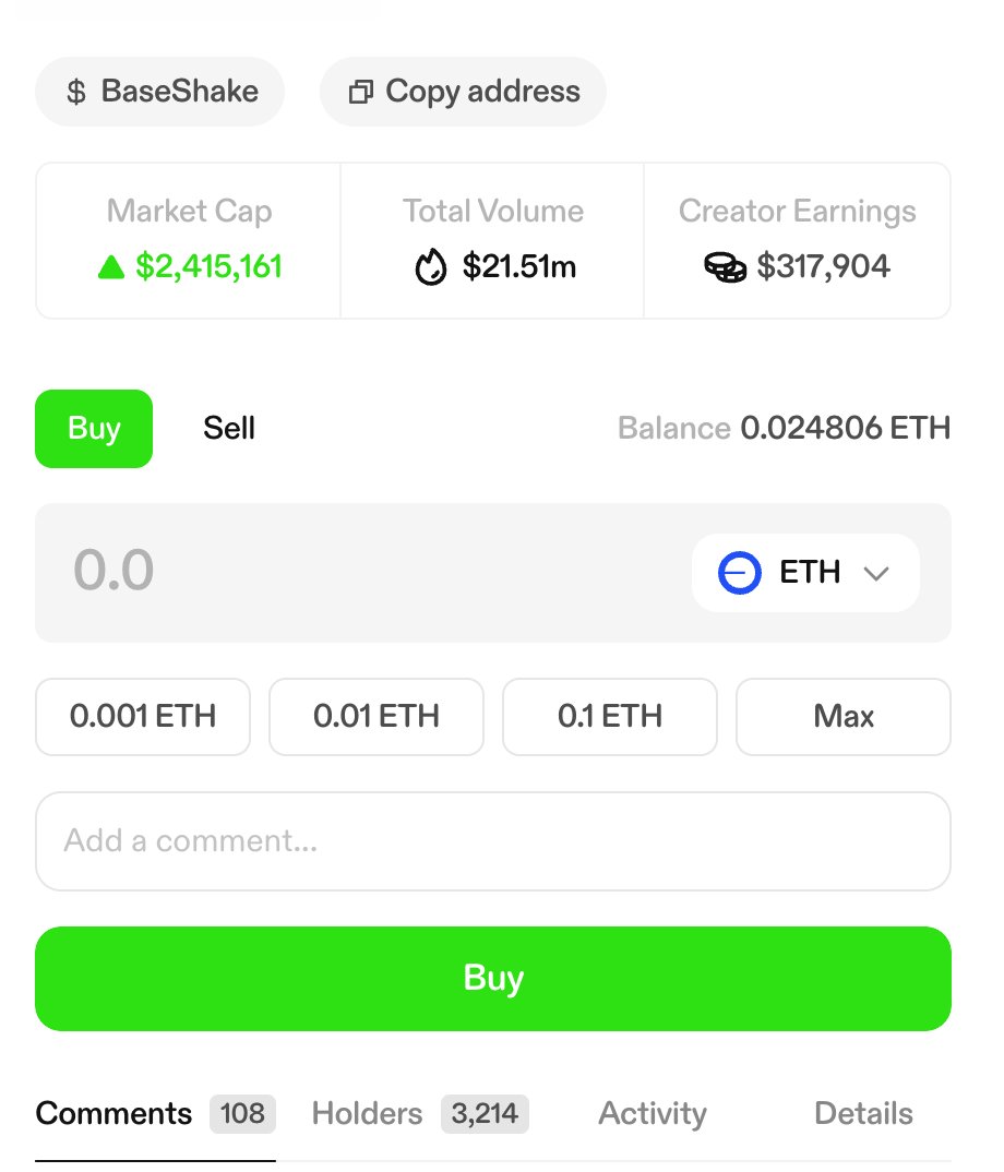 Kien Nguyen (@kiennguyen_nft) on Twitter photo And just like that, <a href="/brian_armstrong/">Brian Armstrong</a> earned another $17k from his $BaseShake post on Base App.
That's a total of $317k in creator earnings, which will be used to support other creators on Base.
The Base App x Zora x BaseShake flywheel is working exactly as intended. And just like that, <a href="/brian_armstrong/">Brian Armstrong</a> earned another $17k from his $BaseShake post on Base App.
That's a total of $317k in creator earnings, which will be used to support other creators on Base.
The Base App x Zora x BaseShake flywheel is working exactly as intended.