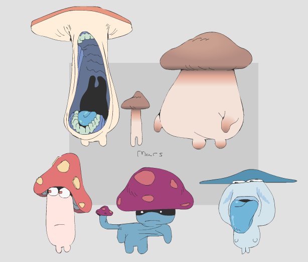 gurchinvg's tweet photo. Mushroom guys. Xtra designs by my two friends, and I touched them up https://t.co/qwxENfM3yc