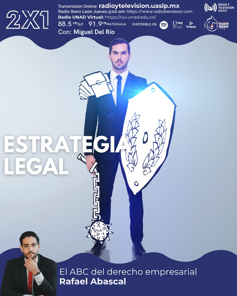 migueldelriomx's tweet image. Hoy en #2x1 hablaremos sobre⚖️🎙️ Estrategia Legal: El ABC del derecho empresarial
Con @RafaAbascal  hablamos de cómo el derecho va más allá del cumplimiento: es estrategia, crecimiento y blindaje para las empresas.
📌 Marcas, contratos, IA y comunicación digital.
#Negocios #Legal