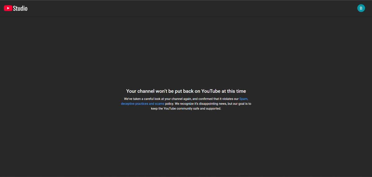 Bayurhmttt's tweet photo. Halo @TeamYouTube, channel saya dihapus karena “Spam, deceptive practices and scams.” Namun akun saya sempat dibajak akibat virus, sehingga ada video Bitcoin/spam yang diupload tanpa izin saya. Sekarang akun sudah aman. Mohon bantu tinjau kembali. URL : https://t.co/udeHppPEa6 https://t.co/PbI3YVbSbA
