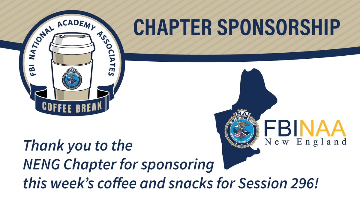 Huge thanks to the New England FBINAA Chapter for sponsoring coffee and snacks for our Session 296 students for the second week in a row! ☕🍪 We truly appreciate your continued support and commitment to our students! #ThankYou #Session296 #FBINAA