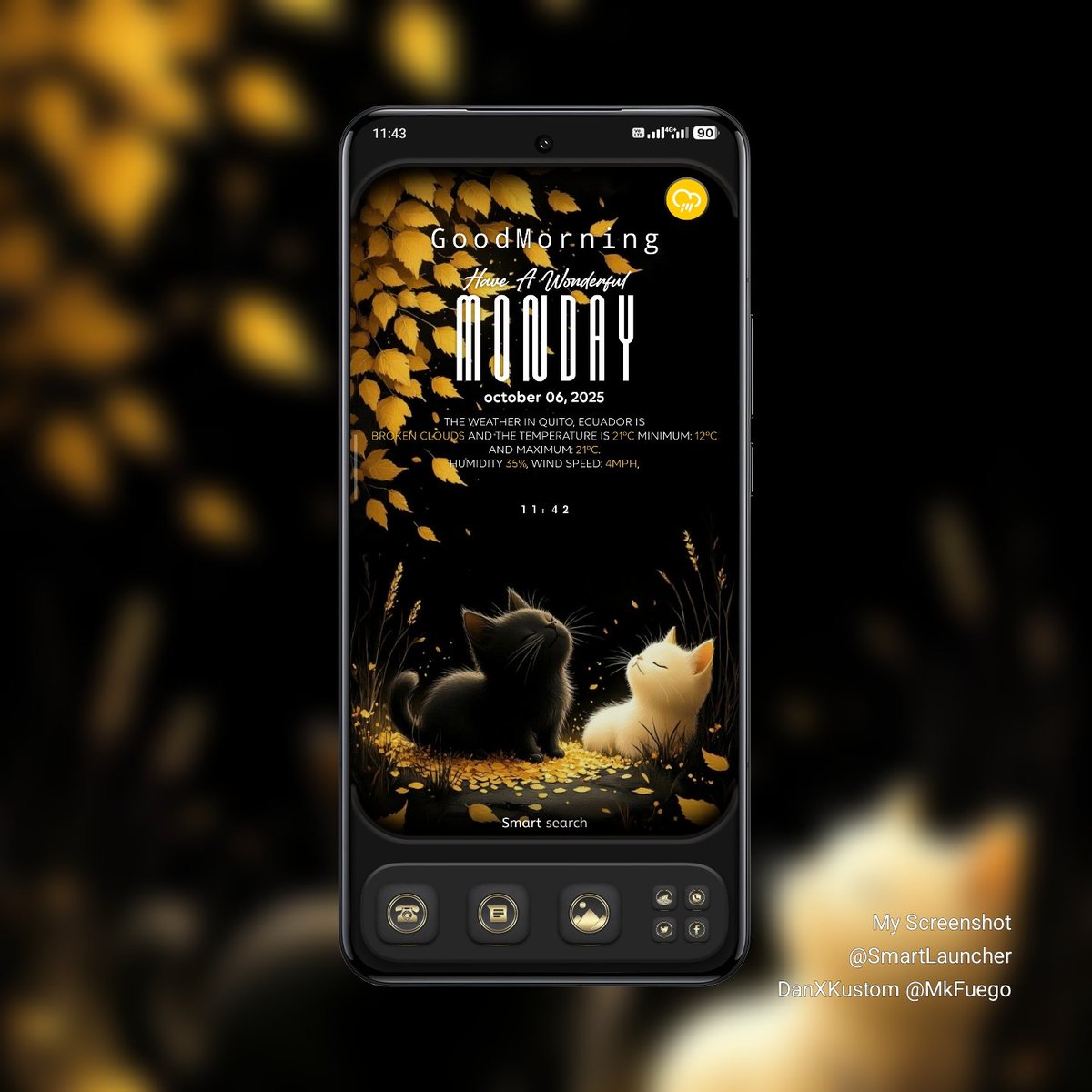 Good Day friends
My Screenshot

<a href="/SmartLauncher/">Smart Launcher</a>
Wallpaper 👉🏾 t.me/wallpaper_hit
Widget by me 🙋🏾‍♂️ <a href="/MkFuego/">DanXKustom</a> Inspired by <a href="/rudi3700/">Rudi 🇧🇪</a> setup
Icons #DesireBlackGold by <a href="/Coccco28/">Cosmin</a>
Mockup by #WalterTomiati via #CreativeApp by <a href="/KubixStudio/">Kubix Studio</a>

#KWGT #Android #Xiaomi #HyperOs