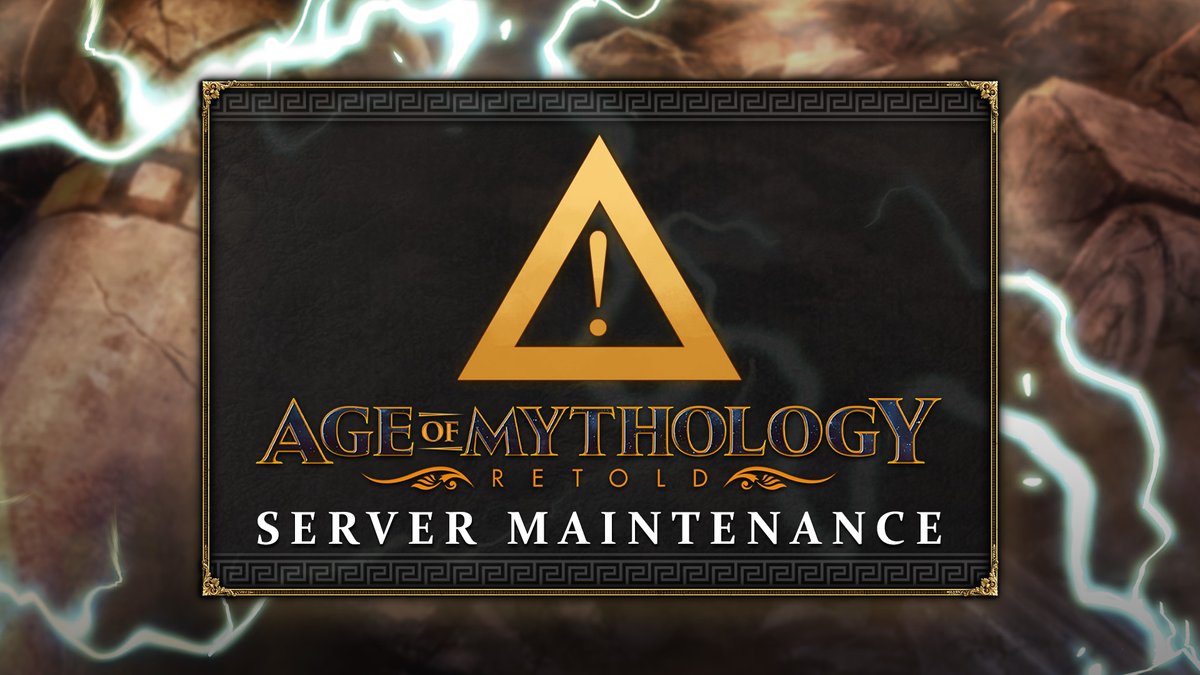 Routine Server Maintenance October 7, 2025 10am PT | 1pm ET | 17:00 UTC Est.  downtime: 1 - 2 hours Tomorrow, Age of Mythology: Retold multiplayer  servers will be down for maintenance.