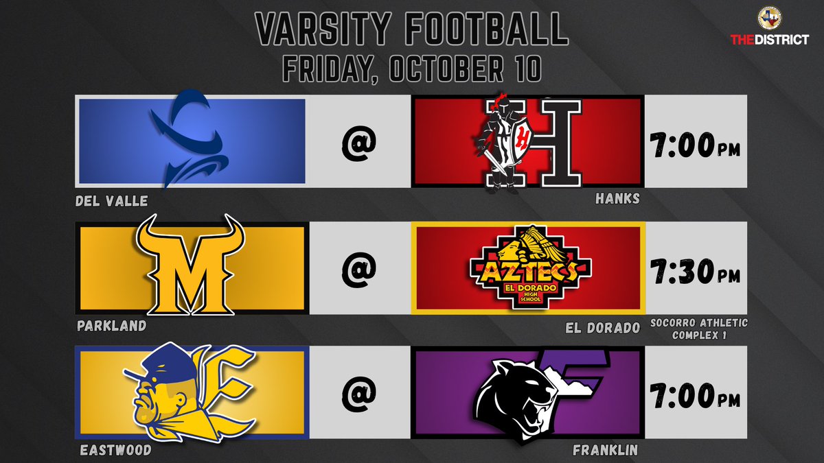 YISDAthletics1's tweet photo. Varsity Football Friday, October 10!🏈
@YISDCFO @YsletaISD @DeXavierluke https://t.co/VHtXCruS4P