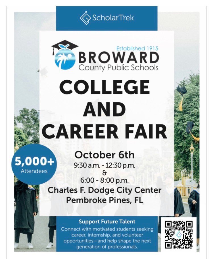 BrwdTechCollege's tweet image. (1/2) While you are visiting the @browardschools College and Career Fair tonight, be sure to swing by to check out the Broward Technical Colleges of #atlantictech #mcfattertech #sheridantech
We have ~70 different career technical certificate programs, apprenticeship offerings,…