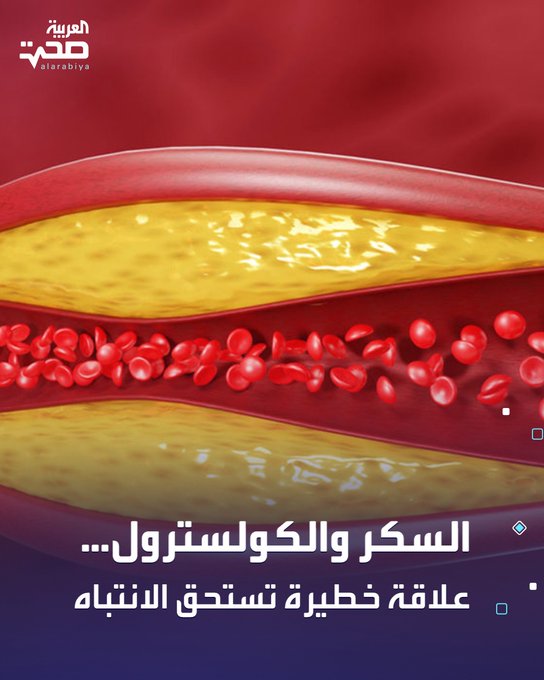 تشير الدراسات إلى أن الإفراط في تناول السكر لا يؤدي فقط إلى زيادة الوزن،. بل أيضًا إلى اختلال توازن الكولسترول في الجسم.. فعند تناول السكر بكثرة: يرتفع الكولسترول الكلي. يزداد الكولسترول الضار (LDL). تنخفض مستويات الكولسترول الجيد (HDL). ترتفع الدهون الثلاثية. تتراكم الدهون في الشرايين صحة _صحة 