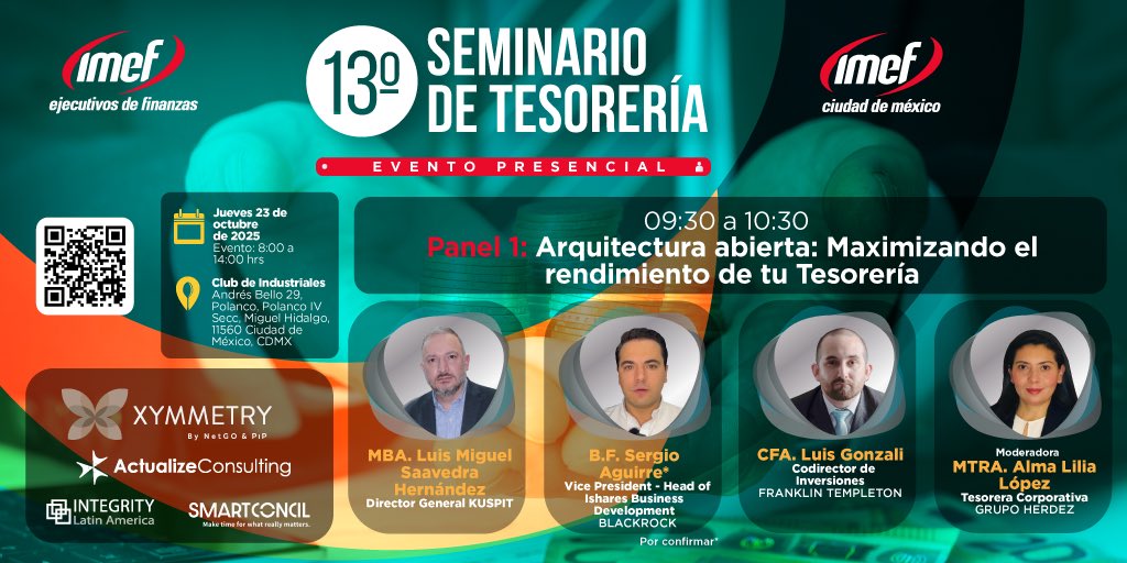 🏛️ Arquitectura abierta: Maximizando el rendimiento de tu Tesorería

Descubre cómo las nuevas plataformas, estrategias de inversión e innovación tecnológica están transformando la gestión de tesorería en las empresas.

🔗 Regístrate aquí 👉 wechamber.mx/micrositio/687…