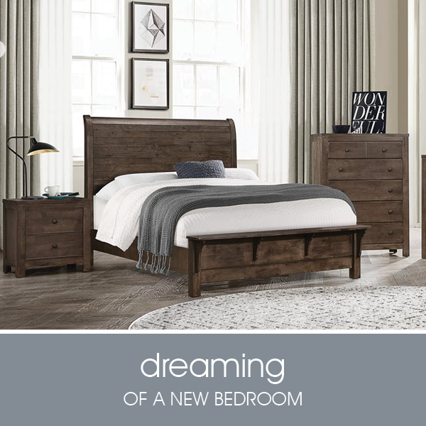 conlinsfurn's tweet image. This gorgeous sleigh bed will make you want to nap every day! The weathered plank headboard has a modern rustic feel that's perfectly paired with the dark finish. It's on sale now for $849. ow.ly/SmOc50Wea7j #SleighBed #ModernRustic #ShopLocal